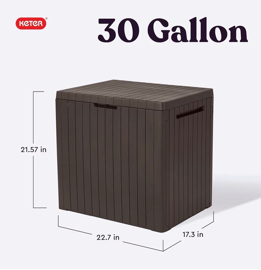 30-Gallon Outdoor Storage Box & Patio Side Table – Weather-Resistant Garden Organizer