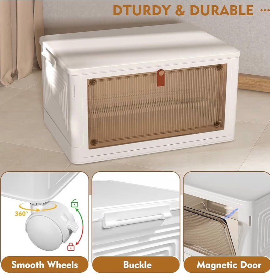 4-Tier Stackable Storage Cabinet with Wheels – Space-Saving Organizer for Any Room