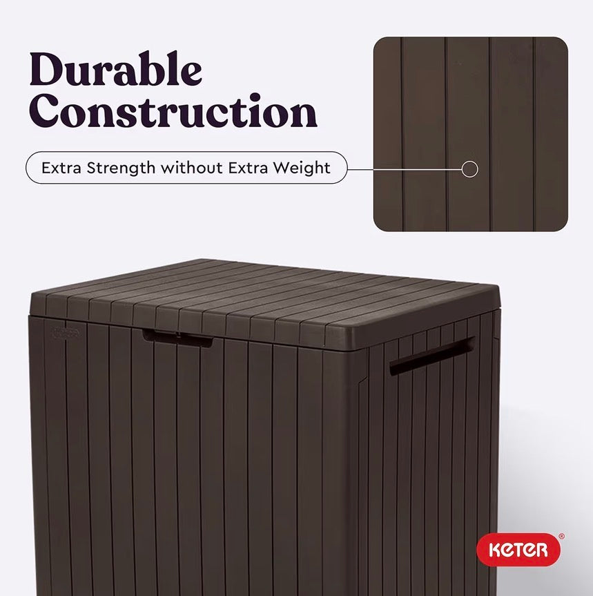 30-Gallon Outdoor Storage Box & Patio Side Table – Weather-Resistant Garden Organizer