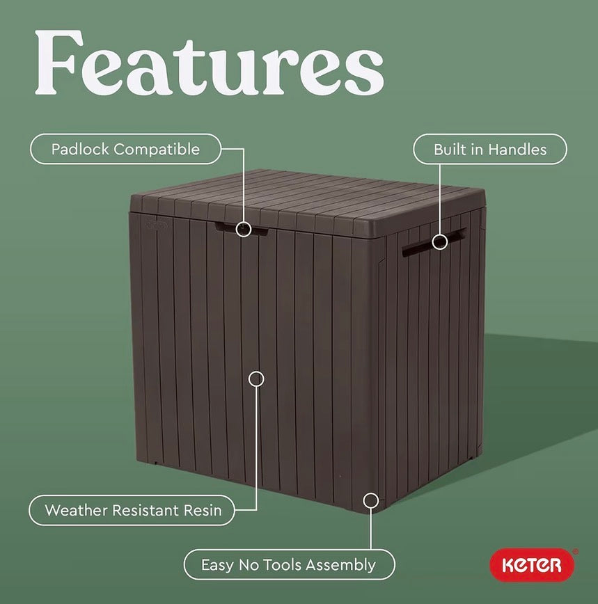 30-Gallon Outdoor Storage Box & Patio Side Table – Weather-Resistant Garden Organizer